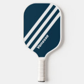 Retro Navy Drie strepen met naam Pickleball Paddle (Achterkant)