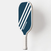Retro Navy Drie strepen met naam Pickleball Paddle (Links)