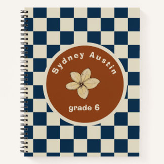 Retro Navy Schachbrett Notitieboek Aangepaste Naam