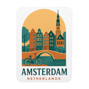 Retro Nederland Magneet - Vintage Amsterdam Gracht
