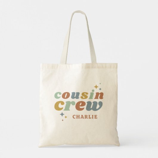 Retro-neef bemanningsmonogram | 2-zijdig afdrukken tote bag (Achterkant)