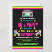 Retro Neon 80s Anniversaire Fête Invitation (Devant)