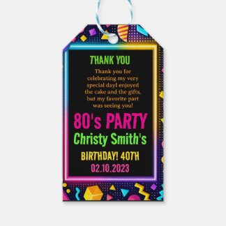 Retro Neon 80s Birthday Adult Party Cadeaulabel