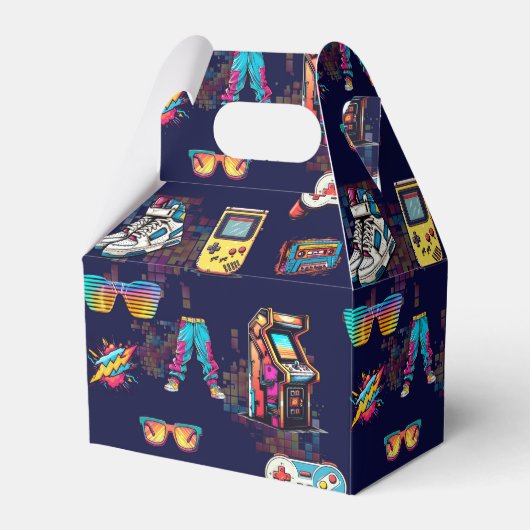 Retro  Neon 80's Pattern Bedankdoosjes (Voorkant Zijde)