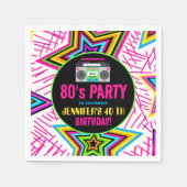 Retro Neon 80s Verjaardag –  cassetteontwerp Servet (Voorkant)