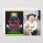 Retro Neon 80s Verjaardagsfeestje - Vintage Kaart (Voorkant)