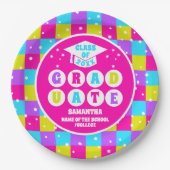 Retro Neon Afstudeerfeest Papieren Bordje (Voorkant)