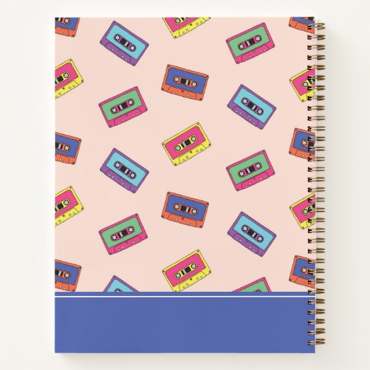 Retro Neon Audio Cassettebandje | Jouw namen toevo Notitieboek (Achterkant)