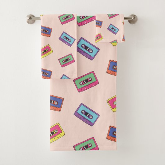 Retro Neon Audio Cassettebandje Patroon Bad Handdoek (Insitu)