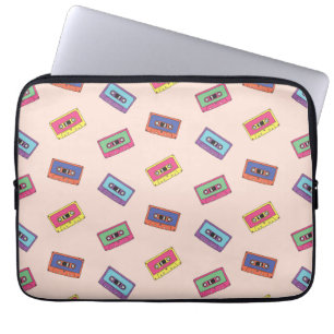 Retro Neon Audio Cassettebandje Patroon Laptop Sleeve