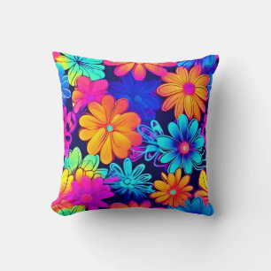 Retro Neon bloemen patroon Kussen