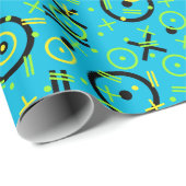 Retro Neon Blue Doddle Pattern van 80/90 Cadeaupapier (Rol Hoek)