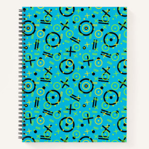 Retro Neon Blue Doodle Pattern van 80/90 Notitieboek