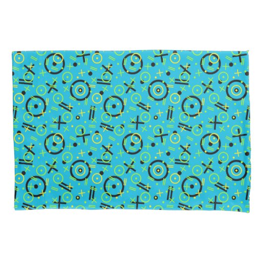 Retro Neon Blue Pattern van 80 en 90 Kussensloop (Voorkant)