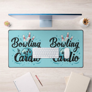 Retro Neon "Bowling is mijn cardio" Grappig Bowlen Bureaumat