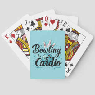 Retro Neon "Bowling is mijn cardio" Grappig Bowlen Pokerkaarten