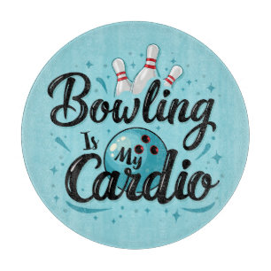 Retro Neon "Bowling is mijn cardio" Grappig Bowlen Snijplank