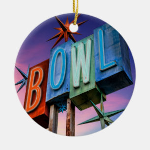Retro Neon BOWLing signe ornement
