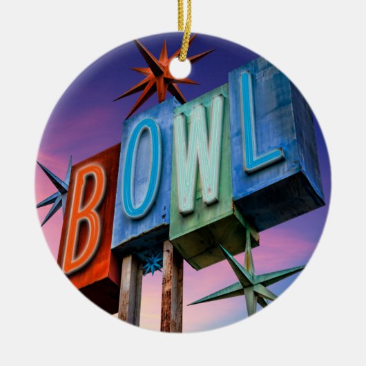 Retro Neon BOWLing signe ornement (Devant)