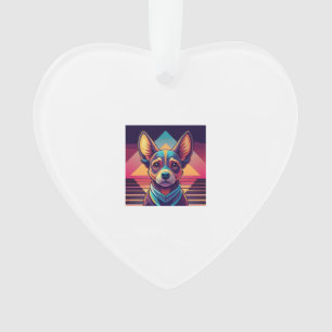 Retro Neon Chihuahua - Levendige Synthwave Honden Ornament