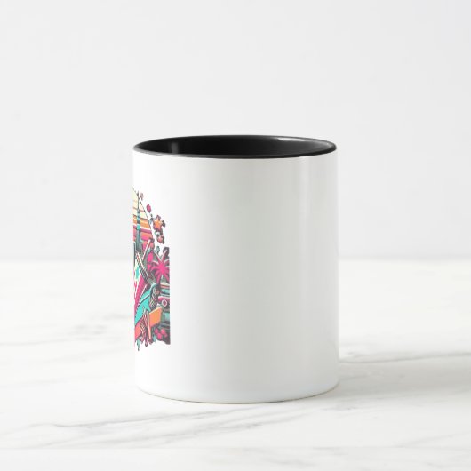 Retro Neon Cityscape met Fastfood Vibes Mok (Midden)