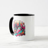 Retro Neon Cityscape met Fastfood Vibes Mok (Voorkant links)