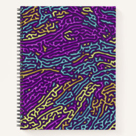 Retro Neon doolhof patroon – Arcade esthetisch Notitieboek