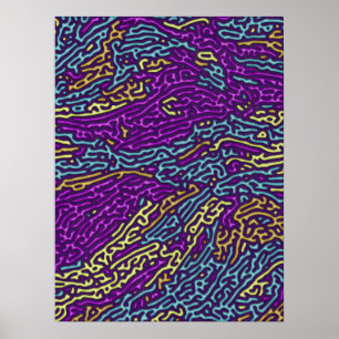 Retro Neon doolhof patroon – Arcade esthetisch Poster