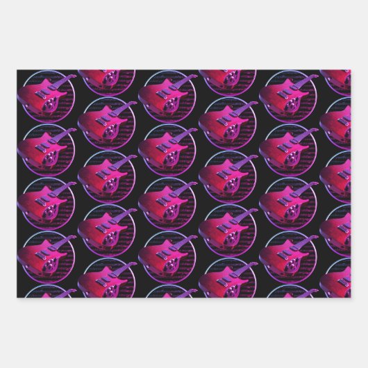 Retro Neon Elektrische gitaren Inpakpapier Vel (Voorkant)