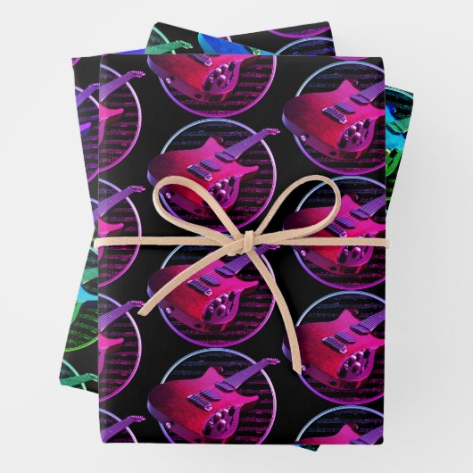 Retro Neon Elektrische gitaren Inpakpapier Vel (In situ)