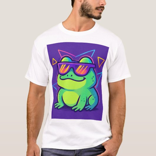 Retro Neon Frog Meme T-shirt (Voorkant)