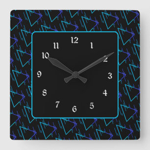 Retro Neon Geometric Patroon 3 Vierkante Klok