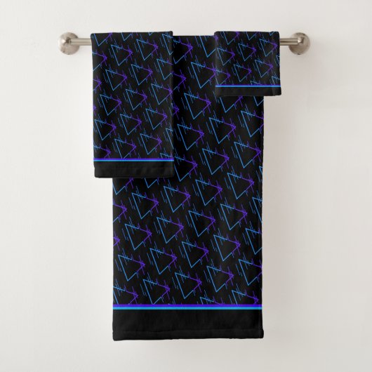 Retro Neon Geometric Pattern 2 Bad Handdoek (Insitu)