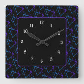 Retro Neon Geometric Pattern 2 Vierkante Klok (Voorkant)