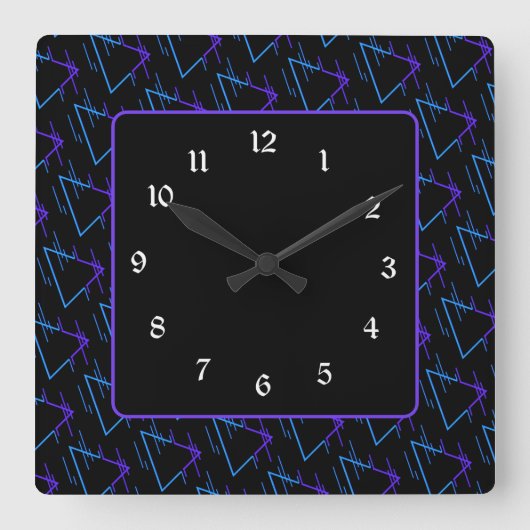 Retro Neon Geometric Pattern 2 Vierkante Klok (Voorkant)