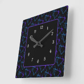 Retro Neon Geometric Pattern 2 Vierkante Klok (Hoek)