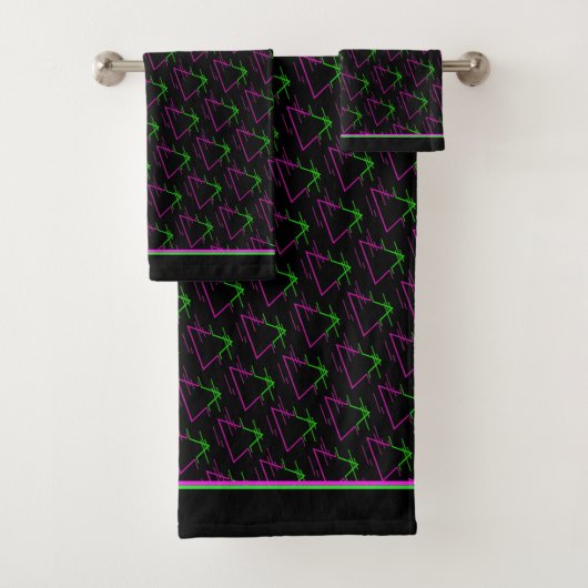 Retro Neon Geometric Pattern Bad Handdoek (Insitu)