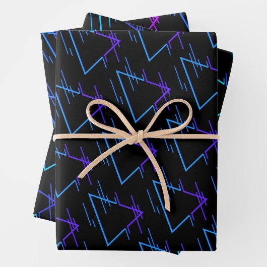 Retro Neon Geometric Pattern Collectie Inpakpapier Vel (In situ)