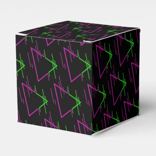 Retro Neon Geometric Pattern Cube Bedankdoosjes (Voorkant Zijde)