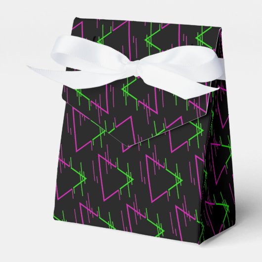 Retro Neon Geometric Pattern Tent Bedankdoosjes (Voorkant Zijde)