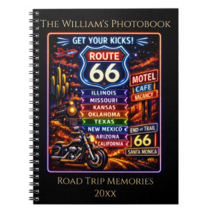 Retro Neon Get Your Kicks Route 66 Album Notitieboek