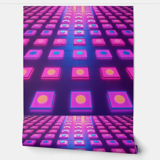 Retro Neon Glow Disco dansvloer | Peel en Stick Behang (Afrollen)