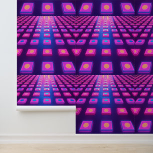 Retro Neon Glow Disco dansvloer   Peel en Stick Behang