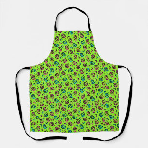 Retro Neon Green Doodle Pattern van 80 en 90 Schort