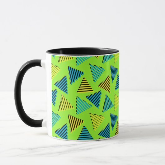 Retro Neon Green Triangles Pattern van 80/90 Mok (Links)