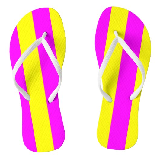 Retro Neon Hete Roze en Gele Teenslippers (Voetbed)