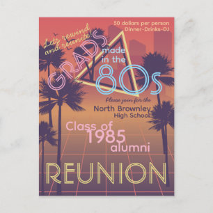 Retro Neon Kleur Klasse Reünie Uitnodiging Ansicht