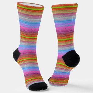 Retro Neon kleuren patroon Sokken