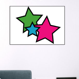 Retro Neon Kleurrijke Sterren Patroon Krachtig R Poster