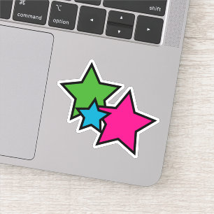 Retro Neon Kleurrijke Sterren Whimsical Sticker